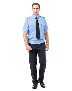Сорочка мужская на поясе голубая, короткий рукав